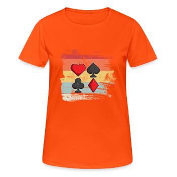 Jeu de cartes rétro Heart Pik Checked Cross Idea - T-shirt respirant Femme - orange néon - Devant - AI Model Female 172 dark (172cm)