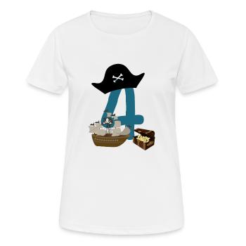 4th child birthday 4 years old gift shirt - Women's Breathable T-Shirt - white - Front - AI Model Female 172 dark (172cm)