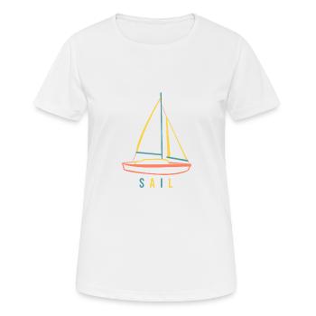 Segel Boot - Frauen T-Shirt atmungsaktiv - Weiß - Vorne - AI Model Female 172 dark (172cm)