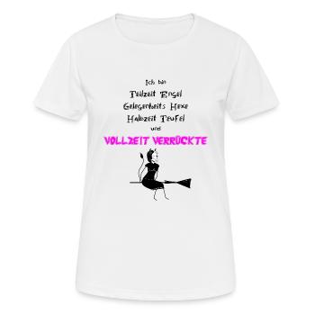 Part-time angel, witch, full-time crazy person - Women's Breathable T-Shirt - white - Front - AI Model Female 172 dark (172cm)