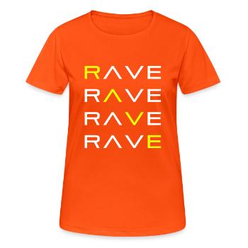RAVE TECHNO RAVER - T-shirt respirant Femme - orange néon - Devant - AI Model Female 172 dark (172cm)