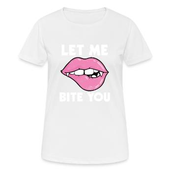 Cadeau de vampire d'Halloween se mordant les lèvres - T-shirt respirant Femme - blanc - Devant - AI Model Female 172 dark (172cm)