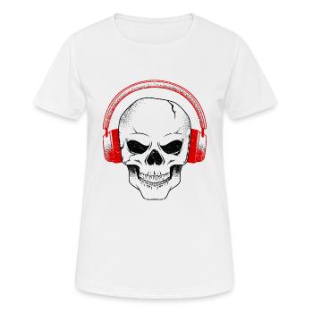 casque de musique Dj Skull Hardrock Techno House - T-shirt respirant Femme - blanc - Devant - AI Model Female 172 dark (172cm)