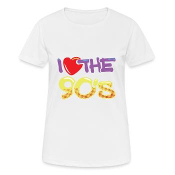 J'aime les années 90 J'aime les années 90 90 - T-shirt respirant Femme - blanc - Devant - AI Model Female 172 dark (172cm)