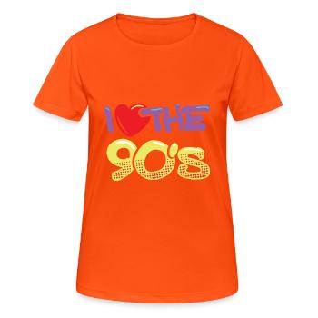 I love the 90s I love the 90s 90's pop - Women's Breathable T-Shirt - neon orange - Front - AI Model Female 172 dark (172cm)