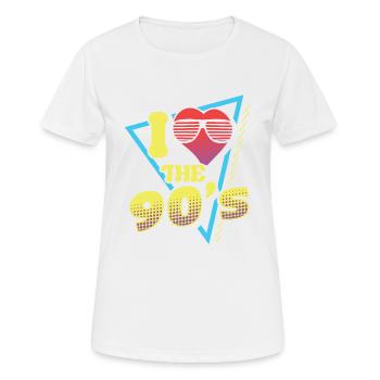 J'aime les années 90 J'aime les années 90 90 - T-shirt respirant Femme - blanc - Devant - AI Model Female 172 dark (172cm)