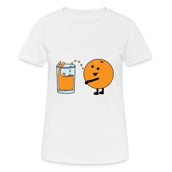 Orange Pee Pinkelde orange urinating orange juice - Women's Breathable T-Shirt - white - Front - AI Model Female 172 dark (172cm)