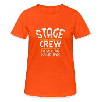 Stage crew, Bühnenmitarbeiter, Roadie Geschenk - Frauen T-Shirt atmungsaktiv - Neonorange - Vorne - AI Model Female 172 dark (172cm)