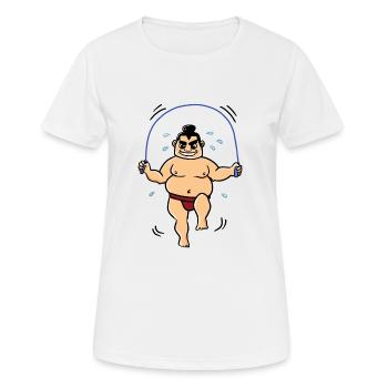 Sweating sumo - sumo wrestler jumping - Women's Breathable T-Shirt - white - Front - AI Model Female 172 dark (172cm)