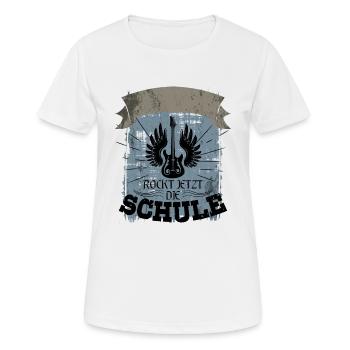 Einschulung Schule Rocken Personalisierbar - Frauen T-Shirt atmungsaktiv - Weiß - Vorne - AI Model Female 172 dark (172cm)