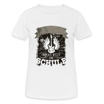 Einschulung Schule Rocken Personalisierbar - Frauen T-Shirt atmungsaktiv - Weiß - Vorne - AI Model Female 172 dark (172cm)