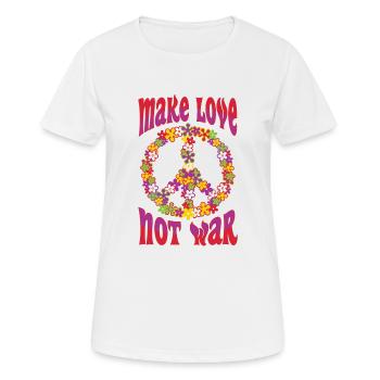 Make Love Not War N'aime pas la guerre hippie - T-shirt respirant Femme - blanc - Devant - AI Model Female 172 dark (172cm)