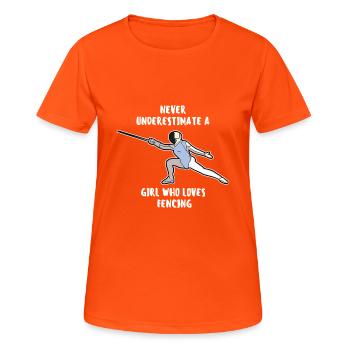Lustig Fechten Spruch Fechter Fechtkunst Geschenk - Frauen T-Shirt atmungsaktiv - Neonorange - Vorne - AI Model Female 172 dark (172cm)