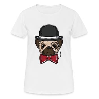 Mr Pug Mops Gentleman Dog Hund like a sir boss - Frauen T-Shirt atmungsaktiv - Weiß - Vorne - AI Model Female 172 dark (172cm)