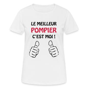 Pompier / Feu / Sécurité / Pompière / Urgences - T-shirt respirant Femme - blanc - Devant - AI Model Female 172 dark (172cm)