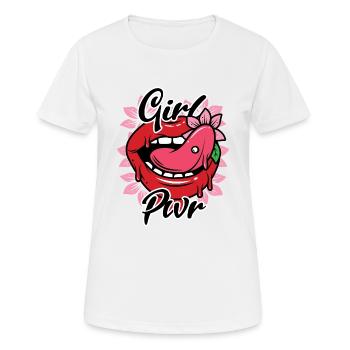 Girl Pwr hot Girl Sexy Girl Frauenpower Mädchen - Frauen T-Shirt atmungsaktiv - Weiß - Vorne - AI Model Female 172 dark (172cm)