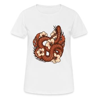 Snake Jungle Tropical snake hibiscus - Women's Breathable T-Shirt - white - Front - AI Model Female 172 dark (172cm)