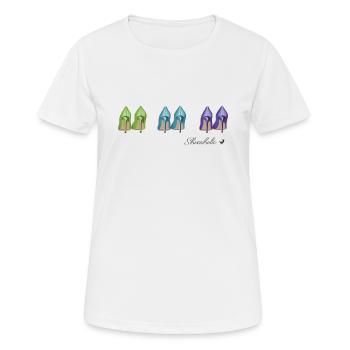Escarpins à talons Shoeaholic vert, bleu et violet - T-shirt respirant Femme - blanc - Devant - AI Model Female 172 dark (172cm)