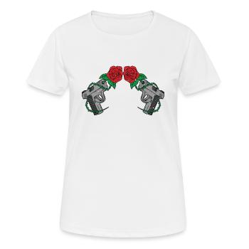 Gun Roses Rosen Pistole Waffe Rose no war anti war - Frauen T-Shirt atmungsaktiv - Weiß - Vorne - AI Model Female 172 dark (172cm)