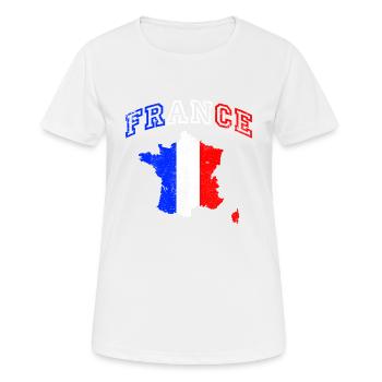 FRANCE, France, fabriqué en - T-shirt respirant Femme - blanc - Devant - AI Model Female 172 dark (172cm)