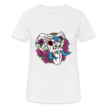 Elephant Sugar Skull Elefant Goa Zombie Totenkopf - Women's Breathable T-Shirt - white - Front - AI Model Female 172 dark (172cm)