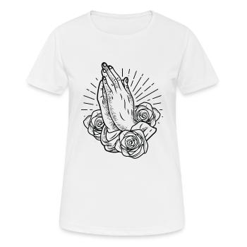 Prier les mains Prier les mains à Dieu religion - T-shirt respirant Femme - blanc - Devant - AI Model Female 172 dark (172cm)