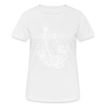 Prier les mains Prier les mains à Dieu religion - T-shirt respirant Femme - blanc - Devant - AI Model Female 172 dark (172cm)