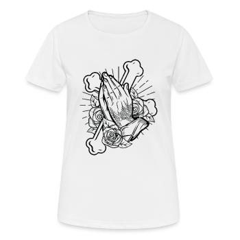 Prier les mains prier les mains à Dieu religion croix - T-shirt respirant Femme - blanc - Devant - AI Model Female 172 dark (172cm)