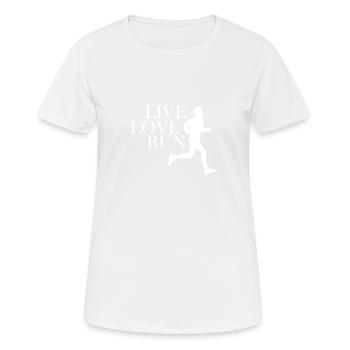 LIVE LOVE RUN coureur en cours d'exécution - T-shirt respirant Femme - blanc - Devant - AI Model Female 172 dark (172cm)