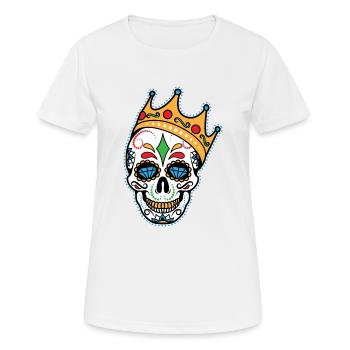 BIG Sugar Skull Old School Rap Rapper Hip Hop - Frauen T-Shirt atmungsaktiv - Weiß - Vorne - AI Model Female 172 dark (172cm)