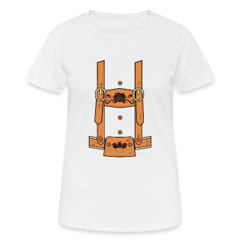 Bavarois pantalons en cuir fête costume - T-shirt respirant Femme - blanc - Devant - AI Model Female 172 dark (172cm)