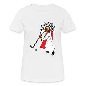Jesus Christus Hockey Eishockey Team Sport Freak - Frauen T-Shirt atmungsaktiv - Weiß - Vorne - AI Model Female 172 dark (172cm)
