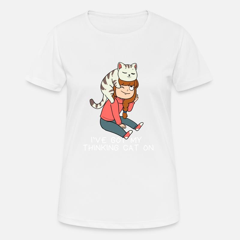 Thinking Thinking Cat Thinking Superior Hat Hats - Women's Breathable T-Shirt - white