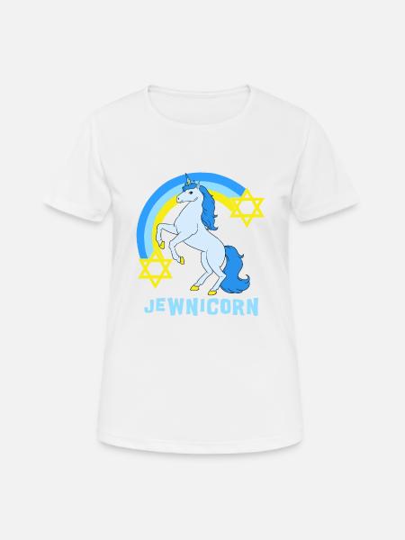 Judaïsme Licorne Davidstern Juif Juif - T-shirt respirant Femme - blanc