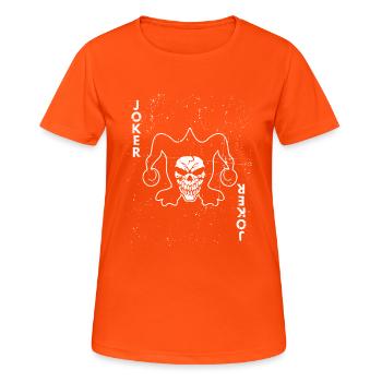 Joker carte à jouer carte carte jeu effrayant squelette - T-shirt respirant Femme - orange néon - Devant - AI Model Female 172 dark (172cm)