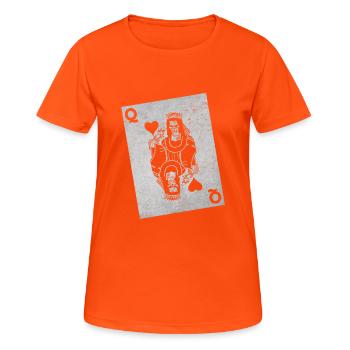 Halloween Playing Card Queen Card Jeu de cartes - T-shirt respirant Femme - orange néon - Devant - AI Model Female 172 dark (172cm)