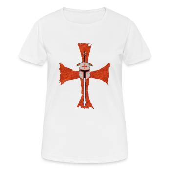 Chevalier Templier Deus Vult Croix Croisée Épée - T-shirt respirant Femme - blanc - Devant - AI Model Female 172 dark (172cm)