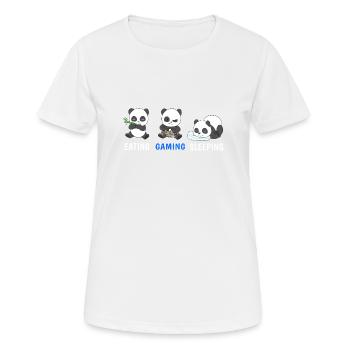 Panda Bär Gamer Essen Gaming Schlafen Videospiel - Frauen T-Shirt atmungsaktiv - Weiß - Vorne - AI Model Female 172 dark (172cm)