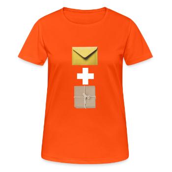 Courrier, courrier, colis. - T-shirt respirant Femme - orange néon - Devant - AI Model Female 172 dark (172cm)