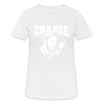 Obama | Le changement évite le dogme et la peur de l’inconnu - T-shirt respirant Femme - blanc - Devant - AI Model Female 172 dark (172cm)