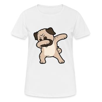 Pug Dabbing Pug Dancing Dog Dancing Figure - Women's Breathable T-Shirt - white - Front - AI Model Female 172 dark (172cm)