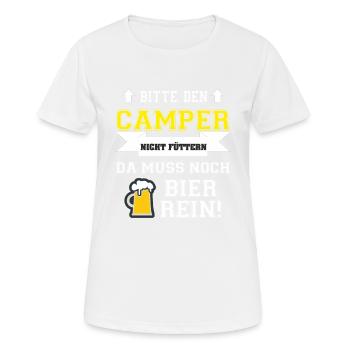 Bitte den Camper nicht füttern da muss noch Bier - Frauen T-Shirt atmungsaktiv - Weiß - Vorne - AI Model Female 172 dark (172cm)