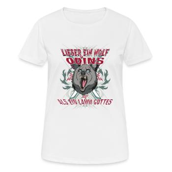 Lieber ein Wolf Odins als ein Lamm Gottes - Frauen T-Shirt atmungsaktiv - Weiß - Vorne - AI Model Female 172 dark (172cm)