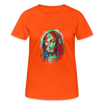 Poppy Mona Lisa design Leonardo da Vinci - Women's Breathable T-Shirt - neon orange - Front - AI Model Female 172 dark (172cm)