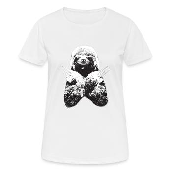 Slotherine Wolverine Faultier Vielfraß Mischling - Frauen T-Shirt atmungsaktiv - Weiß - Vorne - AI Model Female 172 dark (172cm)