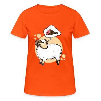 Carnivorous sheep - Women's Breathable T-Shirt - neon orange - Front - AI Model Female 172 dark (172cm)