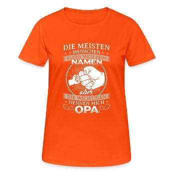 Opa und Enkel Geschenk - Frauen T-Shirt atmungsaktiv - Neonorange - Vorne - AI Model Female 172 dark (172cm)