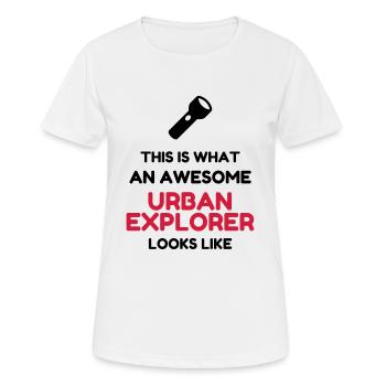 Urbex / Urban Exploration / Explorer / Cataphile - Women's Breathable T-Shirt - white - Front - AI Model Female 172 dark (172cm)