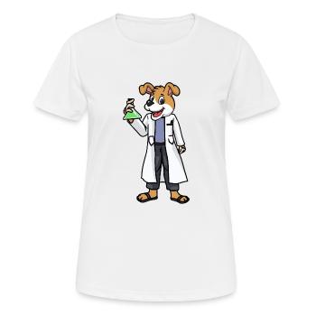 Chien chimiste éprouvette essai chimie travail - T-shirt respirant Femme - blanc - Devant - AI Model Female 172 dark (172cm)
