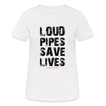 tuyaux bruyants sauvent des vies Bruit bruyant du moteur d'échappement - T-shirt respirant Femme - blanc - Devant - AI Model Female 172 dark (172cm)